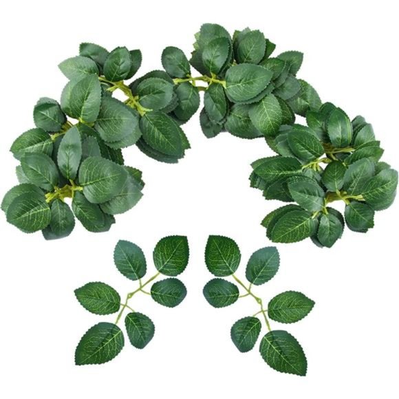 60pcs Bulk RoseLeaves Artificial Greenery FakeRose Flower Leaves for DIY Wedding - Picture 1 of 6
